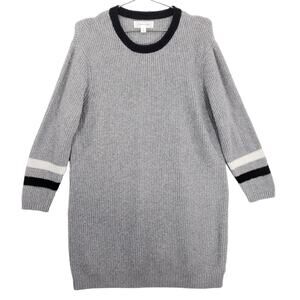 Popsugar Sweater Dress Womens Large Gray Long Sleeve Striped Cozy Knit Pullover